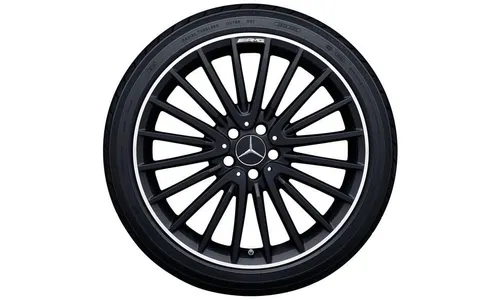 Колесный диск AMG 8J×20 ET43,5 для Mercedes-Benz GLA 156, передняя и задняя оси, черный, с алмазной проточкой, многоспицевый — фото 1