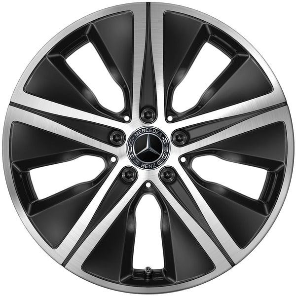 Колесный диск 7,5J×18 ET52,5 для Mercedes-Benz GLE 167, передняя и задняя оси, черный, с алмазной проточкой, 5 декоративных отверстий — фото 1