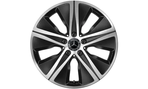 Колесный диск 7,5J×18 ET52,5 для Mercedes-Benz GLE 167, передняя и задняя оси, черный, с алмазной проточкой, 5 декоративных отверстий — фото 1