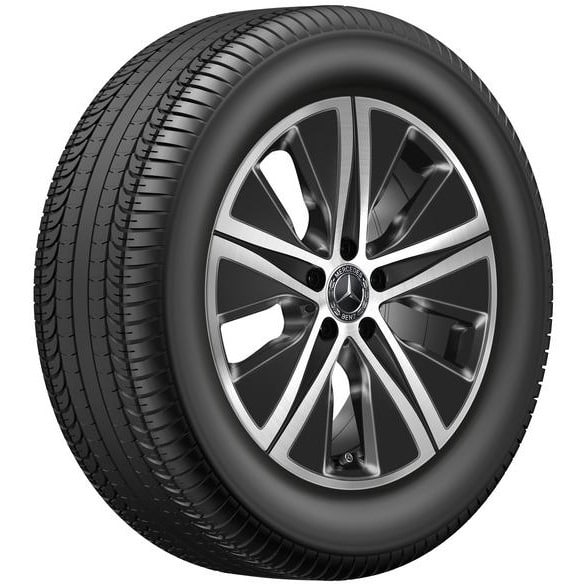 Колесный диск 7,5J×18 ET52,5 для Mercedes-Benz GLE 167, передняя и задняя оси, черный, с алмазной проточкой, 5 декоративных отверстий — фото 2