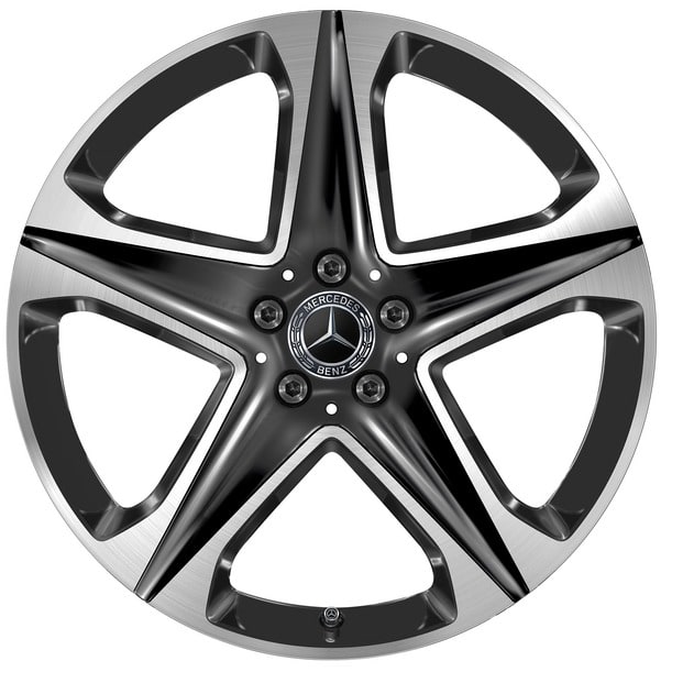 Колесный диск 8,5J×20 ET55,5 для Mercedes-Benz GLE 167, передняя ось, черный, с алмазной проточкой, 5 спиц — фото 1