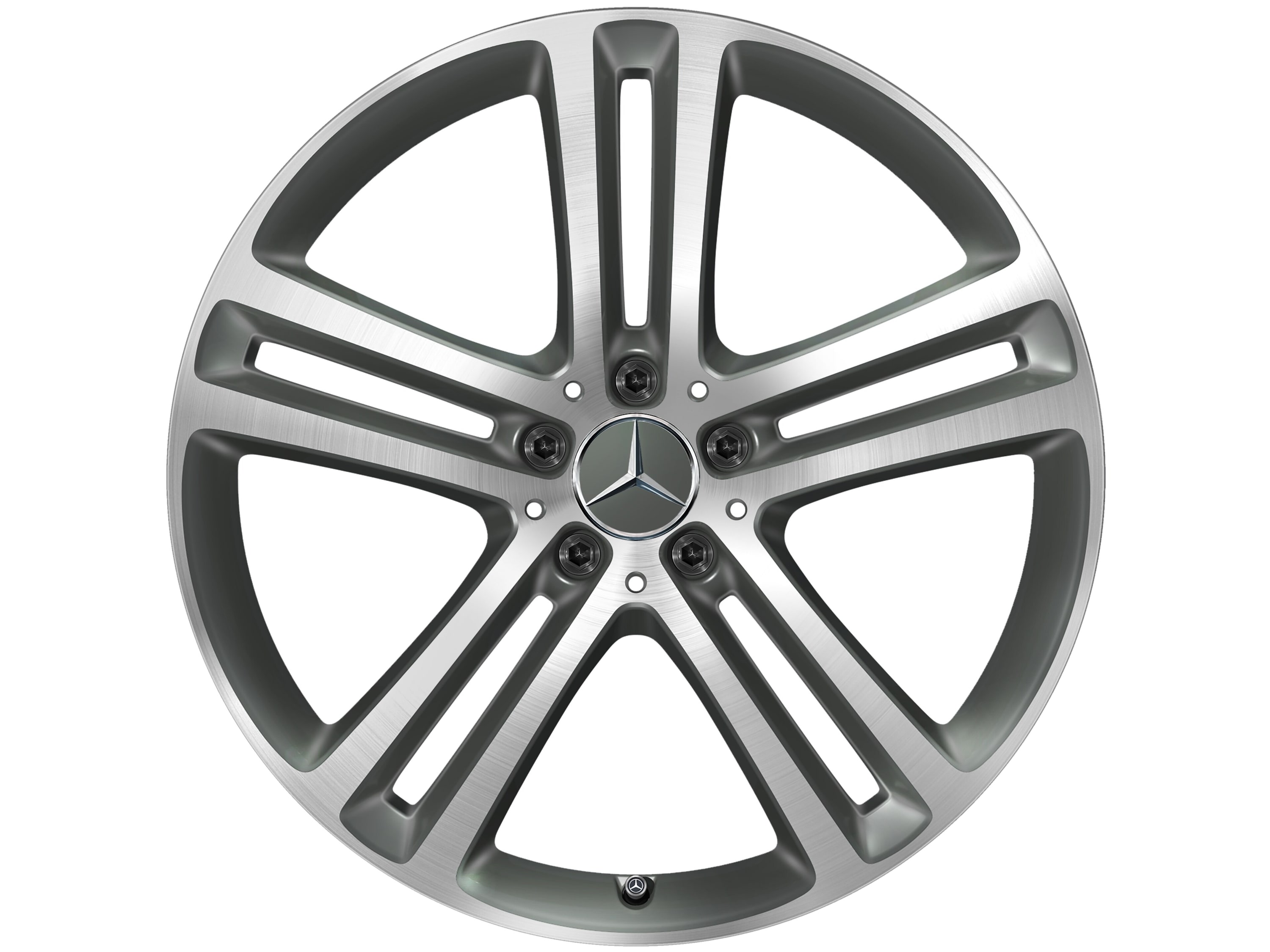 Колесный диск 8,5J×20 ET42 для Mercedes-Benz GLE 167, задняя ось, серый Himalaya, матовый, с алмазной проточкой, 5 двойных спиц — фото 1