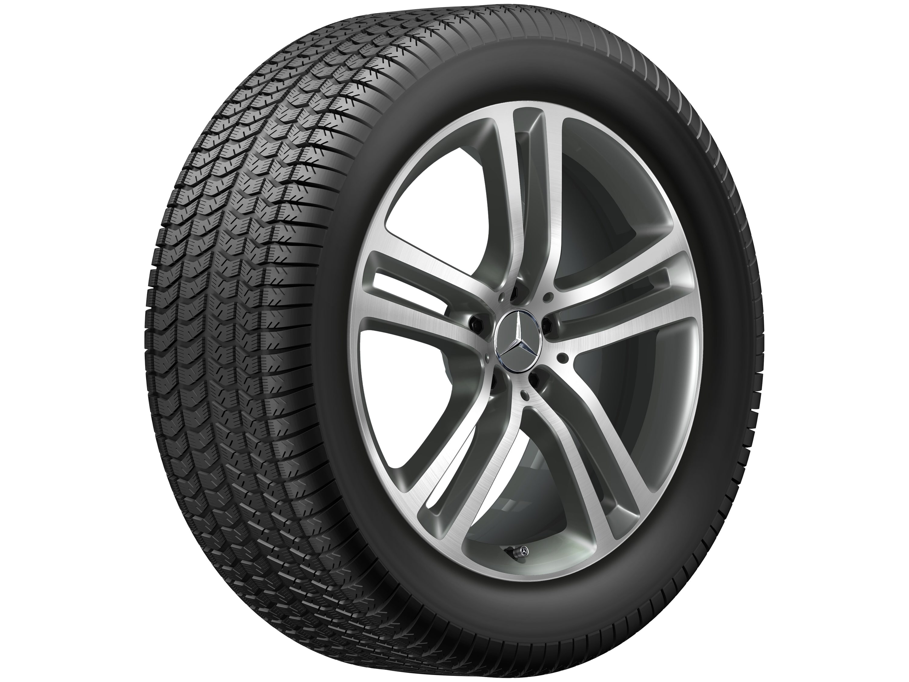 Колесный диск 8,5J×20 ET42 для Mercedes-Benz GLE 167, задняя ось, серый Himalaya, матовый, с алмазной проточкой, 5 двойных спиц — фото 2