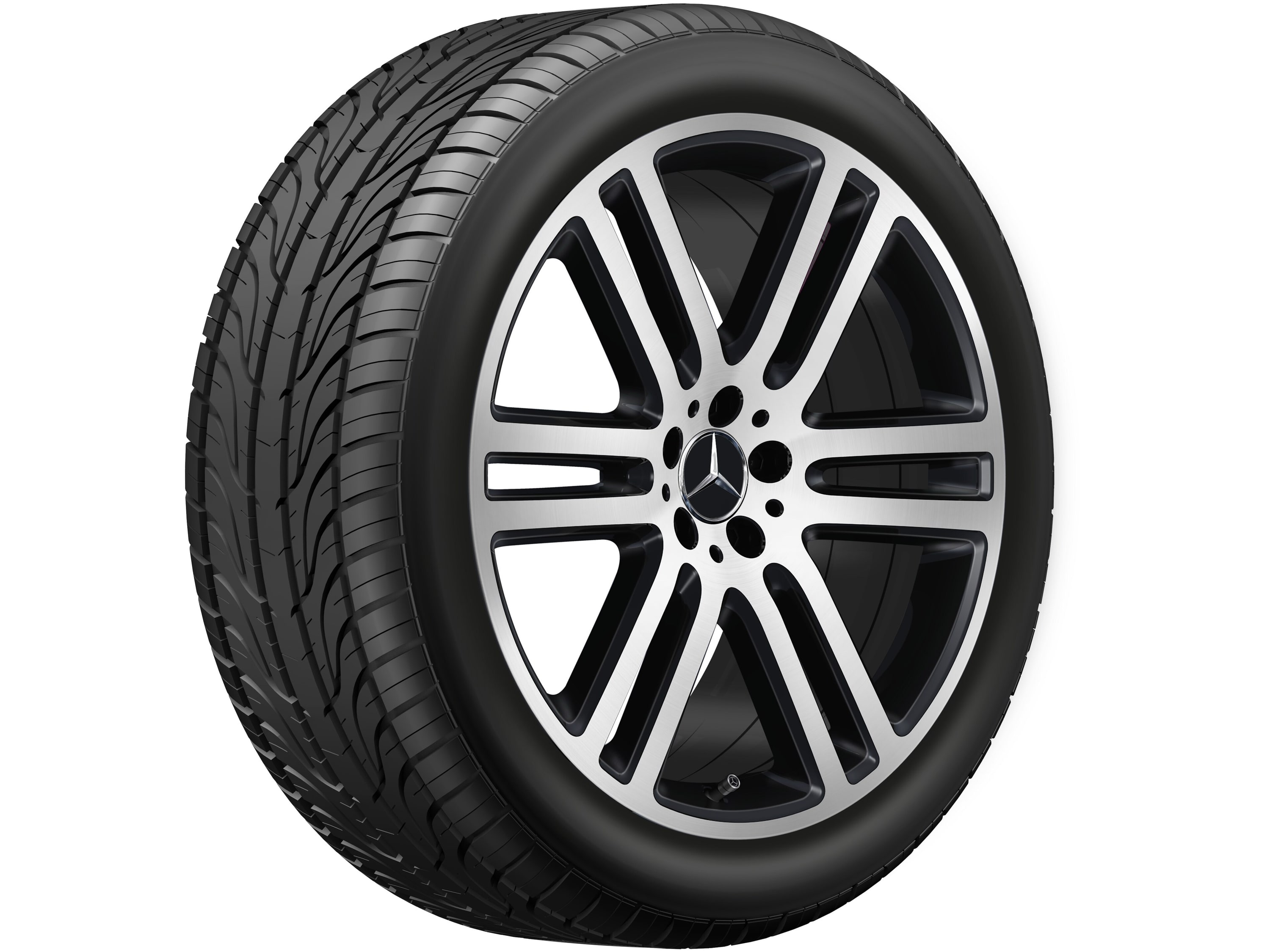 Колесный диск 11J×21 ET49 для Mercedes-Benz GLE 167, задняя ось, черный, матовый, с алмазной проточкой, 6 двойных спиц — фото 4
