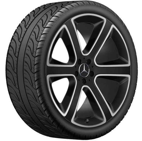 Колесный диск 10J×22 ET58 для Mercedes-Benz GLE 167, передняя ось, черный, матовый, с алмазной проточкой, 6 спиц — фото 1