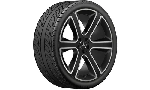 Колесный диск 10J×22 ET58 для Mercedes-Benz GLE 167, передняя ось, черный, матовый, с алмазной проточкой, 6 спиц — фото 1