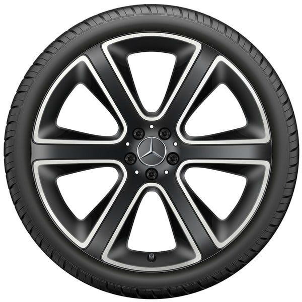 Колесный диск 10J×22 ET58 для Mercedes-Benz GLE 167, передняя ось, черный, матовый, с алмазной проточкой, 6 спиц — фото 2