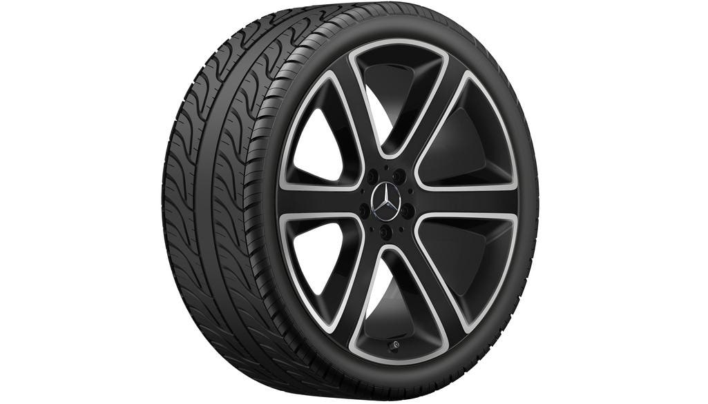 Колесный диск 10J×22 ET58 для Mercedes-Benz GLE 167, передняя ось, черный, матовый, с алмазной проточкой, 6 спиц — фото 4