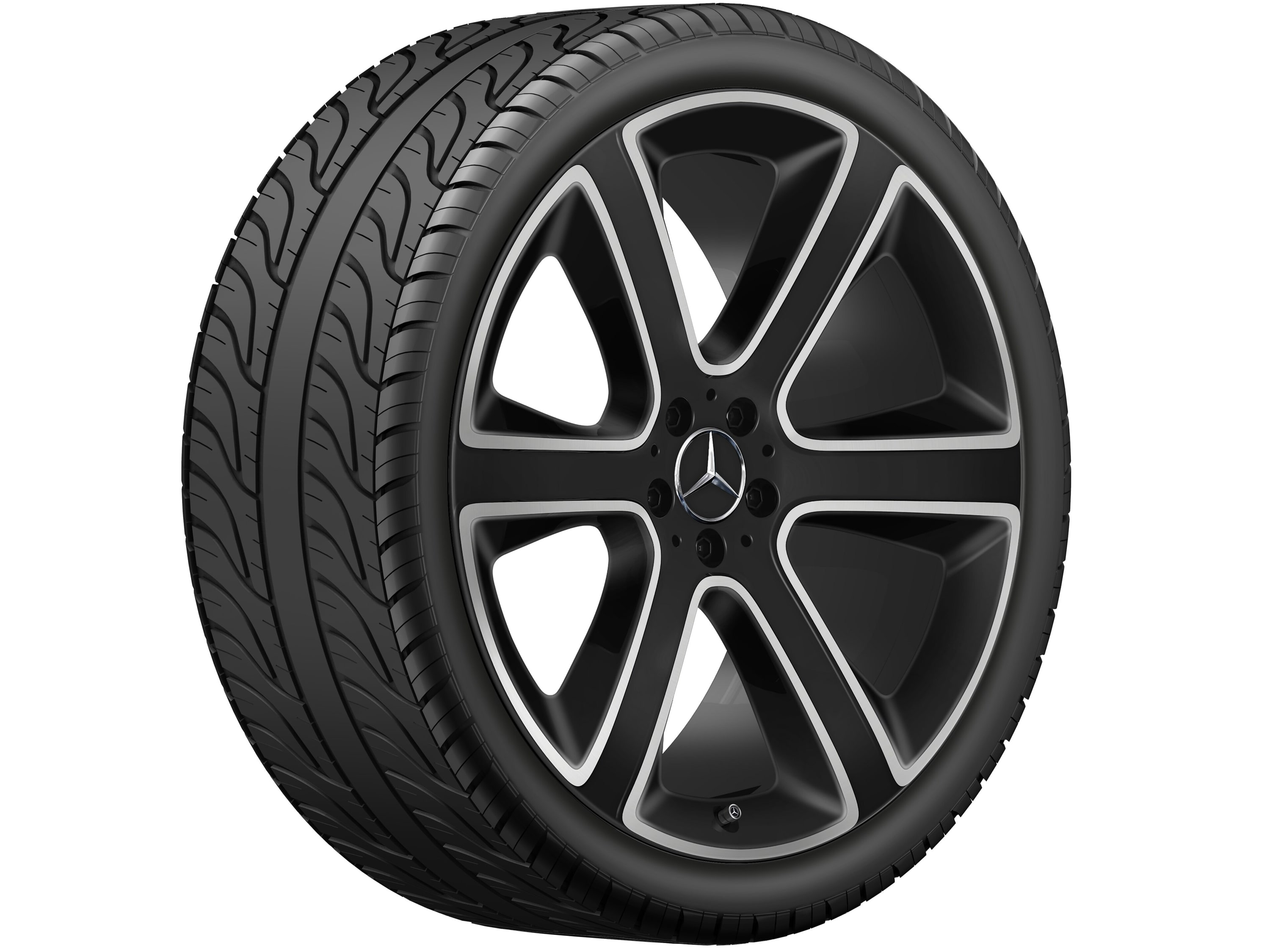 Колесный диск 11J×22 ET52 для Mercedes-Benz GLE 167, задняя ось, черный, матовый, с алмазной проточкой, 6 спиц — фото 2