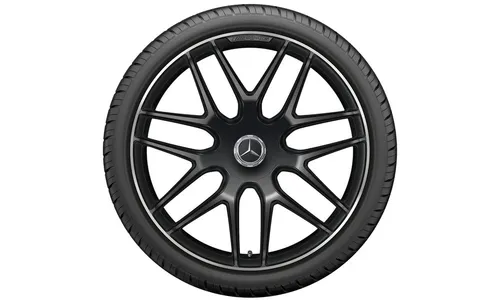 Колесный диск AMG 10J×22 ET55 для Mercedes-Benz GLE 167, передняя ось, черный, матовый, кромка обода с алмазной проточкой, перекрестные спицы — фото 3