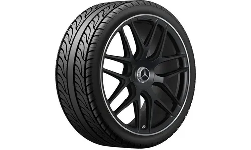 Колесный диск AMG 11,5J×22 ET53 для Mercedes-Benz GLE 167, задняя ось, черный, матовый, кромка обода с алмазной проточкой, перекрестные спицы — фото 2