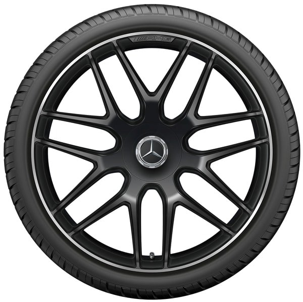 Колесный диск AMG 11,5J×22 ET53 для Mercedes-Benz GLE 167, задняя ось, черный, матовый, кромка обода с алмазной проточкой, перекрестные спицы — фото 3
