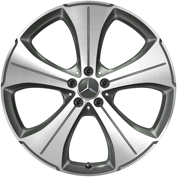 Колесный диск 11J×21 ET55 для Mercedes-Benz GLS 167, задняя ось, серый Himalaya, с алмазной проточкой, 5 спиц — фото 1
