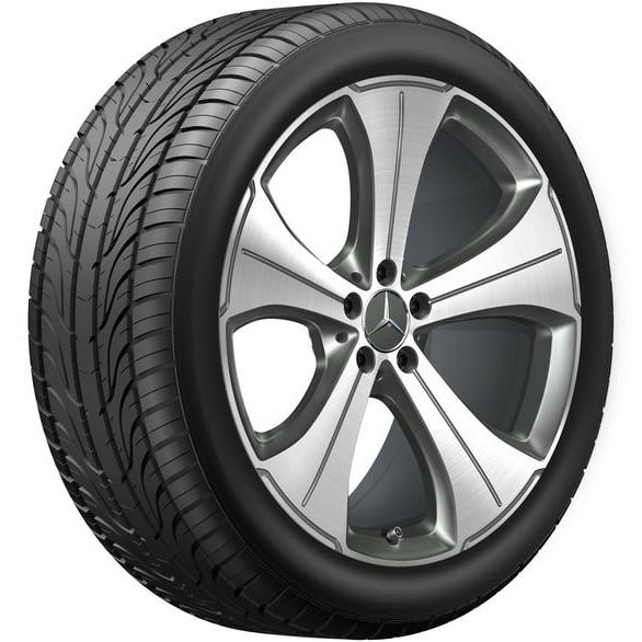 Колесный диск 11J×21 ET55 для Mercedes-Benz GLS 167, задняя ось, серый Himalaya, с алмазной проточкой, 5 спиц — фото 2