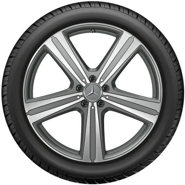 Колесный диск 11J×21 ET49 для Mercedes-Benz GLE 167, задняя ось, серый Himalaya, матовый, с алмазной проточкой, 5 спиц — фото 3