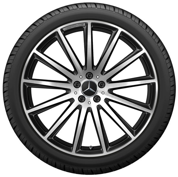 Колесный диск AMG 9,5J×22 ET45 для Mercedes-Benz GLS 167, передняя ось, черный, с алмазной проточкой, многоспицевый — фото 3