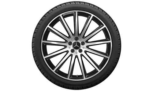 Колесный диск AMG 9,5J×22 ET45 для Mercedes-Benz GLS 167, передняя ось, черный, с алмазной проточкой, многоспицевый — фото 3