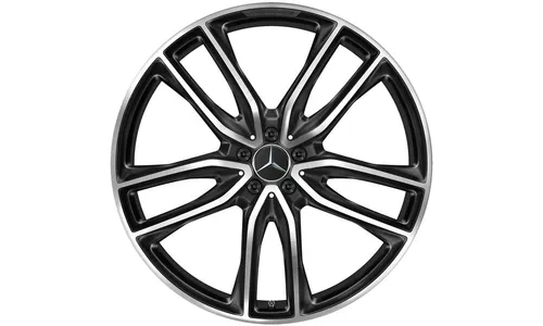 Колесный диск AMG 9,5J×23 ET45 для Mercedes-Benz GLS 167, передняя ось, черный, с алмазной проточкой, 5 двойных спиц — фото 1