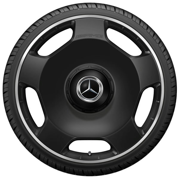 Колесный диск AMG 11,5J×23 ET47 для Mercedes-Benz GLS 167, задняя ось, черный, матовый, кромка обода с алмазной проточкой, 5 декоративных отверстий — фото 3