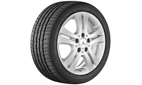 Колесный диск 6J×16 ET46 для Mercedes-Benz W169/W245, передняя и задняя оси, титаново-серебристый, 5 двойных спиц — фото 1