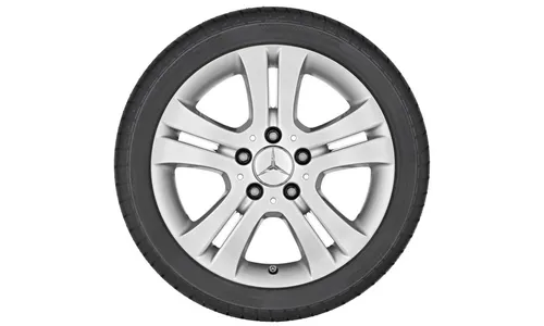 Колесный диск 6J×16 ET46 для Mercedes-Benz W169/W245, передняя и задняя оси, титаново-серебристый, 5 двойных спиц — фото 2