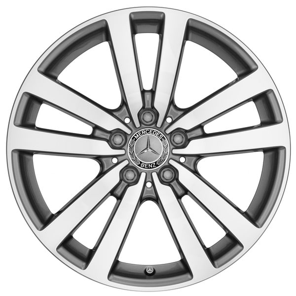 Колесный диск 7,5J×18 ET42 для Mercedes-Benz SLK 172 / SLC 172, передняя и задняя оси, серый металлик Tremolite, с алмазной проточкой, 5 двойных спиц — фото 1