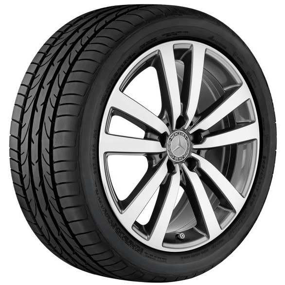 Колесный диск 7,5J×18 ET42 для Mercedes-Benz SLK 172 / SLC 172, передняя и задняя оси, серый металлик Tremolite, с алмазной проточкой, 5 двойных спиц — фото 2