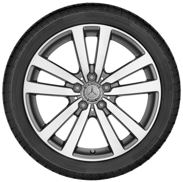 Колесный диск 7,5J×18 ET42 для Mercedes-Benz SLK 172 / SLC 172, передняя и задняя оси, серый металлик Tremolite, с алмазной проточкой, 5 двойных спиц — фото 3