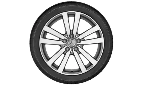 Колесный диск 7,5J×18 ET42 для Mercedes-Benz SLK 172 / SLC 172, передняя и задняя оси, серый металлик Tremolite, с алмазной проточкой, 5 двойных спиц — фото 3