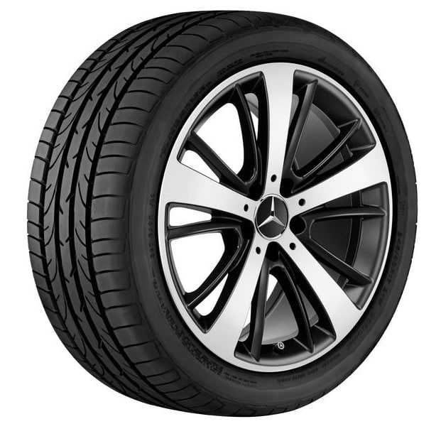 Колесный диск 7,5J×18 ET42 для Mercedes-Benz SLK / SLC 172, передняя и задняя оси, черный, матовый, с алмазной проточкой, 5 спиц — фото 1