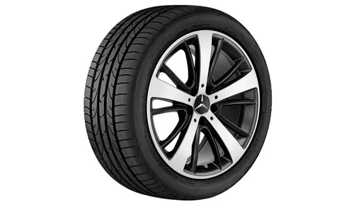 Колесный диск 7,5J×18 ET42 для Mercedes-Benz SLK / SLC 172, передняя и задняя оси, черный, матовый, с алмазной проточкой, 5 спиц — фото 1