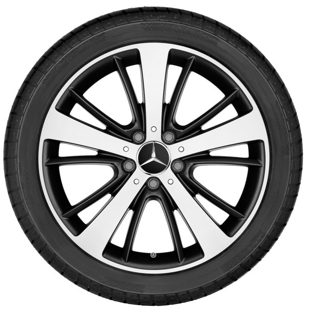 Колесный диск 7,5J×18 ET42 для Mercedes-Benz SLK / SLC 172, передняя и задняя оси, черный, матовый, с алмазной проточкой, 5 спиц — фото 2
