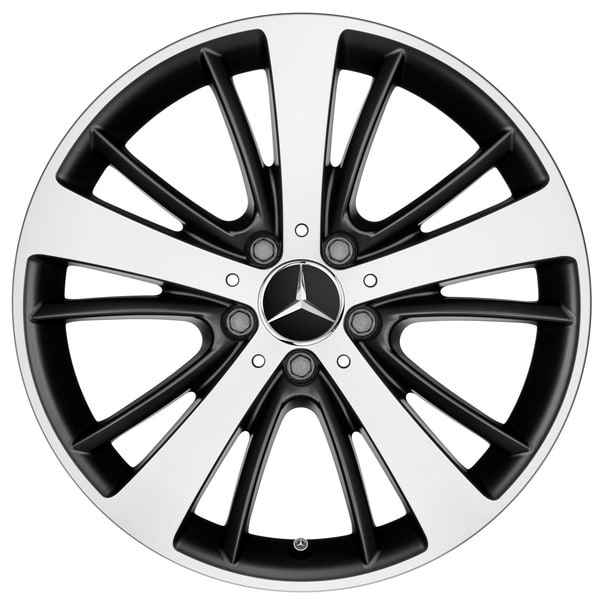 Колесный диск 8,5J×18 ET36 для Mercedes-Benz SLK 172 / SLC 172, задняя ось, черный, матовый, с алмазной проточкой, 5 спиц — фото 1