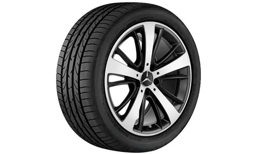 Колесный диск 8,5J×18 ET36 для Mercedes-Benz SLK 172 / SLC 172, задняя ось, черный, матовый, с алмазной проточкой, 5 спиц — фото 2
