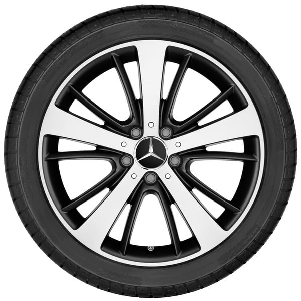 Колесный диск 8,5J×18 ET36 для Mercedes-Benz SLK 172 / SLC 172, задняя ось, черный, матовый, с алмазной проточкой, 5 спиц — фото 3