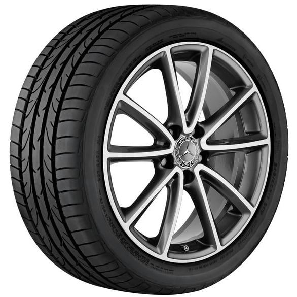 Колесный диск 8,5J×18 ET36 для Mercedes-Benz SLK 172 / SLC 172, задняя ось, серый металлик Tremolite, с алмазной проточкой, 5 двойных спиц — фото 1