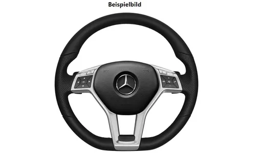 Кожаное спортивное рулевое колесо с лепестками, черное, Mercedes-Benz C-class 204 / E-class 212 / SLK R172 — фото 1