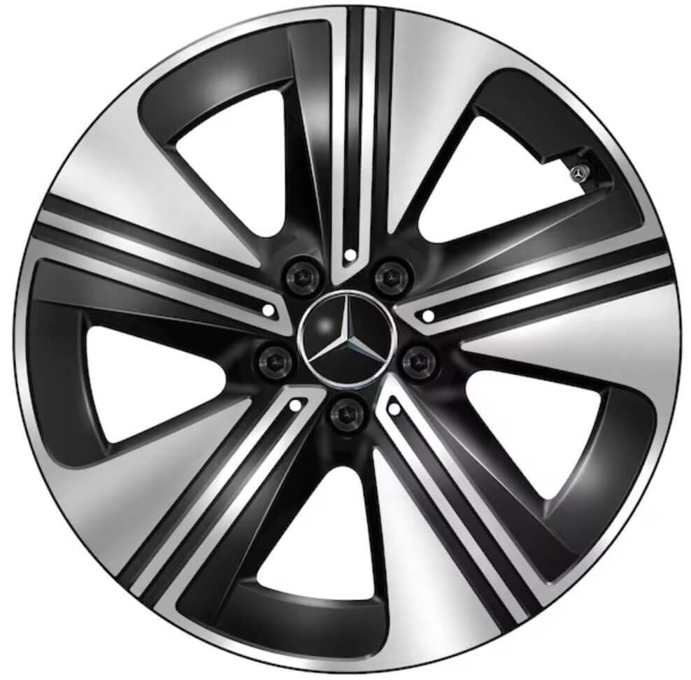 Колесный диск 9J×18 ET66 для Mercedes-Benz CLA 174, задняя ось, черный, с алмазной проточкой, 5 двойных спиц — фото 2