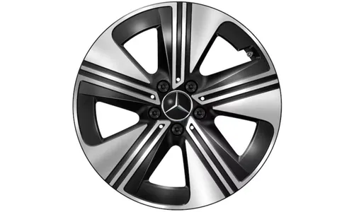 Колесный диск 9J×18 ET66 для Mercedes-Benz CLA 174, задняя ось, черный, с алмазной проточкой, 5 двойных спиц — фото 2