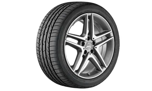 Колесный диск AMG 8J×18 ET48 для Mercedes-Benz A-Class 176 / CLA 117, передняя и задняя оси, титаново-серый, с алмазной проточкой, 5 двойных спиц — фото 1