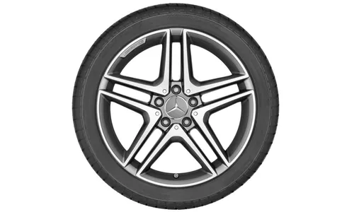 Колесный диск AMG 8J×18 ET48 для Mercedes-Benz A-Class 176 / CLA 117, передняя и задняя оси, титаново-серый, с алмазной проточкой, 5 двойных спиц — фото 2