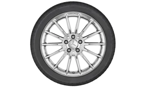 Колесный диск AMG 7,5J×18 ET52 для Mercedes-Benz W176/W246/C117/X117, передняя и задняя оси, серебристый, многоспицевый — фото 2