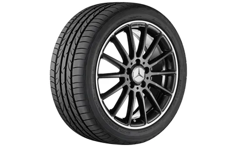 Колесный диск AMG 7,5J×18 ET52 для Mercedes-Benz A-Class 176 / B-Class 246 / CLA 117, передняя и задняя оси, черный, с алмазной проточкой — фото 1