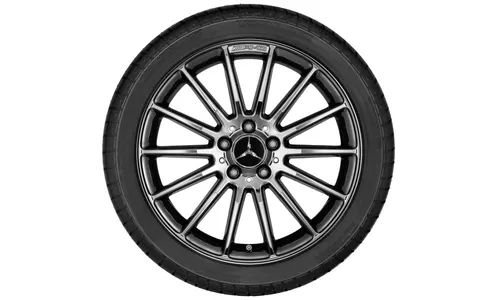 Колесный диск AMG 7,5J×18 ET52 для Mercedes-Benz A-Class 176 / B-Class 246 / CLA 117, передняя и задняя оси, титаново-черный, многоспицевый — фото 2