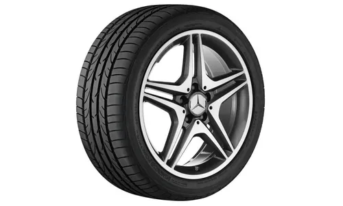 Колесный диск AMG 7,5J×18 ET52 для Mercedes-Benz A-Class 176 / B-Class 246 / CLA 117, передняя и задняя оси, титаново-серый, 5 двойных спиц — фото 1