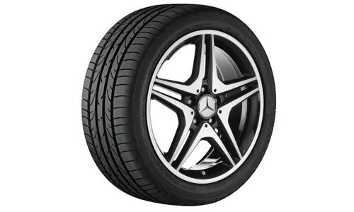 Колесный диск AMG 7,5×18 ET52 для Mercedes-Benz A-Class 176 / B-Class 246 / CLA 117, передняя и задняя оси, черный, с алмазной проточкой, 5 двойных спиц — фото 1