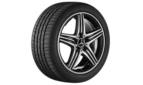 Колесный диск AMG 8J×18 ET48 для Mercedes-Benz A-Class 176 / CLA 117, передняя и задняя оси, черный, с алмазной проточкой — фото 1
