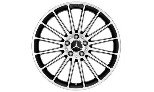 Колесный диск AMG 8J×19 ET48 для Mercedes-Benz A-Class 176 / CLA 117, передняя и задняя оси, черный, с алмазной проточкой, многоспицевый — фото 1