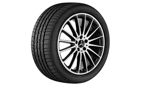 Колесный диск AMG 8J×19 ET48 для Mercedes-Benz A-Class 176 / CLA 117, передняя и задняя оси, черный, с алмазной проточкой, многоспицевый — фото 2