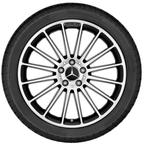 Колесный диск AMG 8J×19 ET48 для Mercedes-Benz A-Class 176 / CLA 117, передняя и задняя оси, черный, с алмазной проточкой, многоспицевый — фото 3
